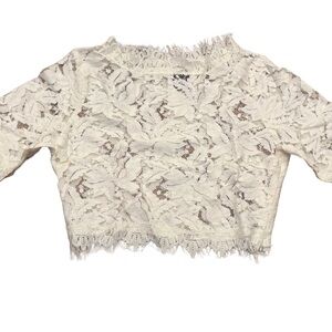 Luxxel Cream Lace Crop Top size small